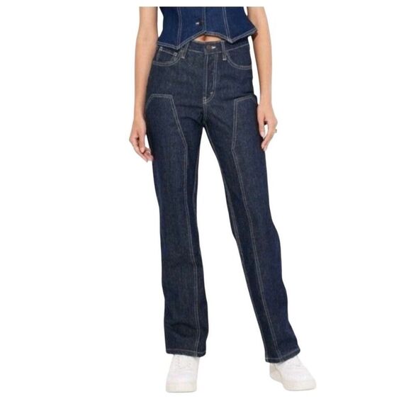 Wild Fable NWOT dark wash high rise straight jeans easy rigid size 8 - Picture 1 of 16